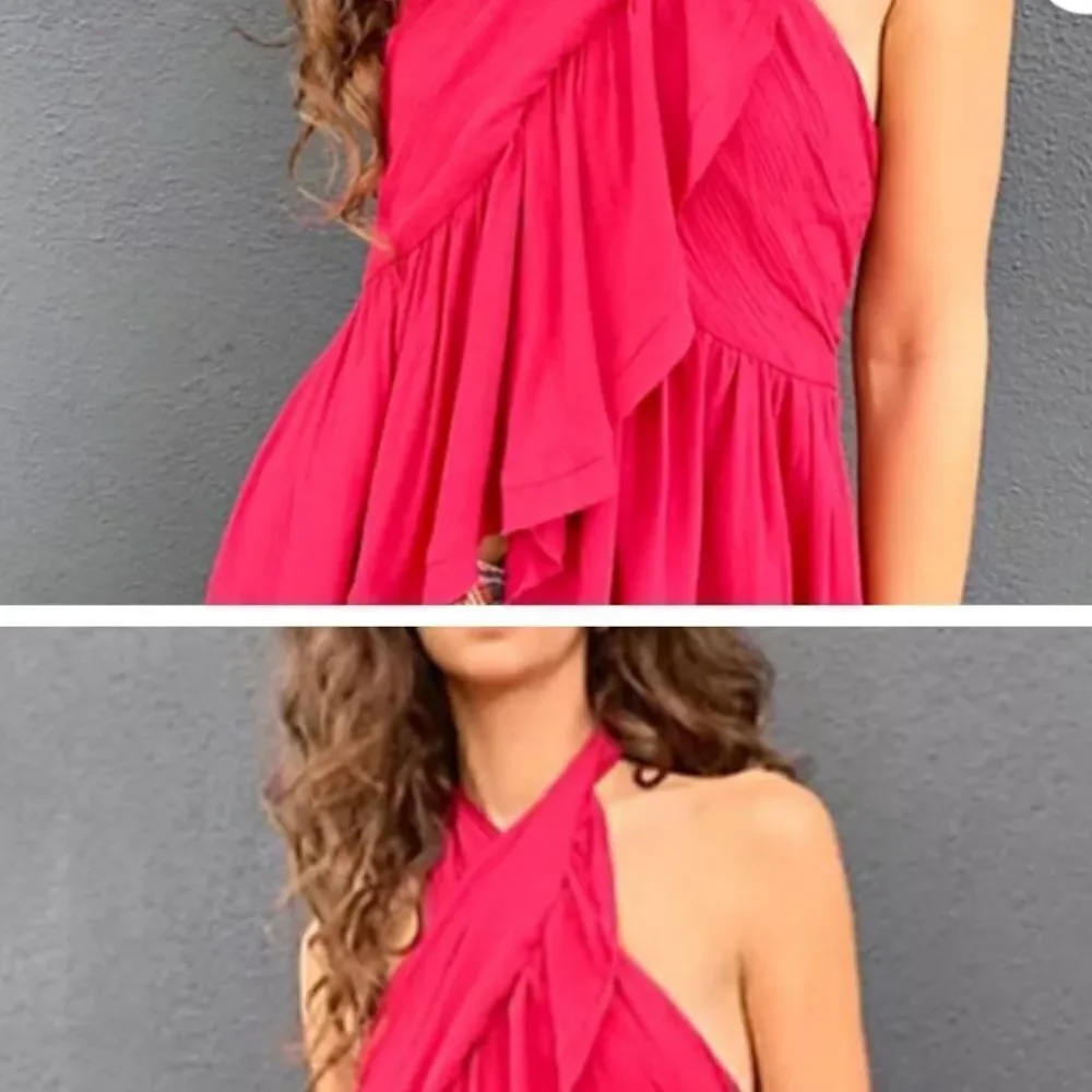 ✅Free People Criss Cross Halter top pink Sz s